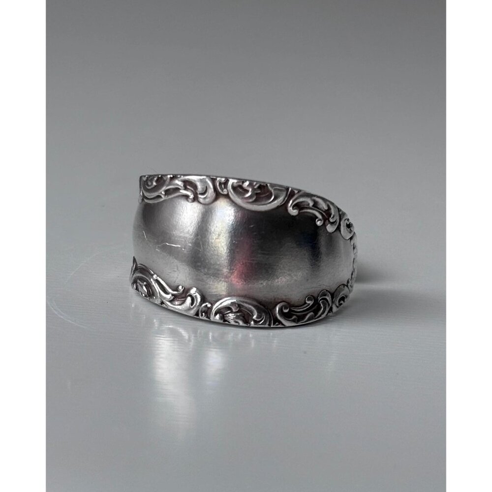 Handmade Antique Silver Plated Spoon Ring: Rogers Bros Savoy, Size 9.5